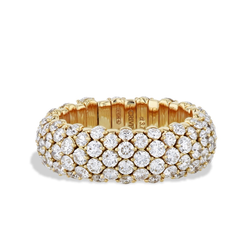 Diamond Pave 18K Yellow Gold Stretch Ring Rings Curated by H
