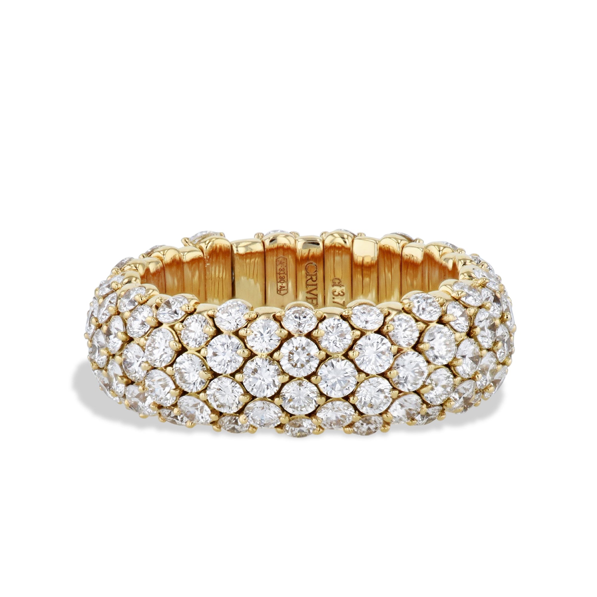 Diamond Pave 18K Yellow Gold Stretch Ring Rings Curated by H