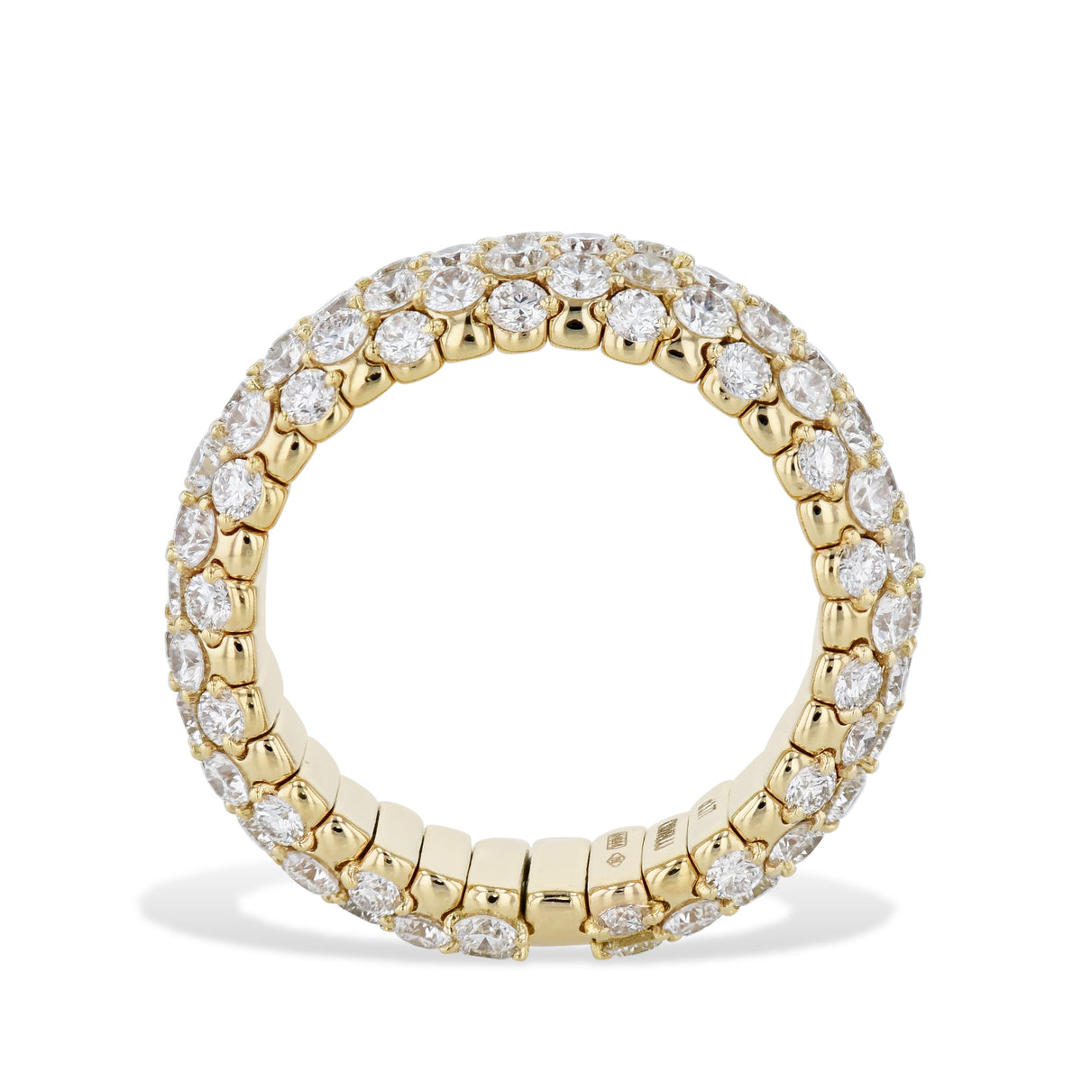Diamond Pave 18K Yellow Gold Stretch Ring - Alternate View 1
