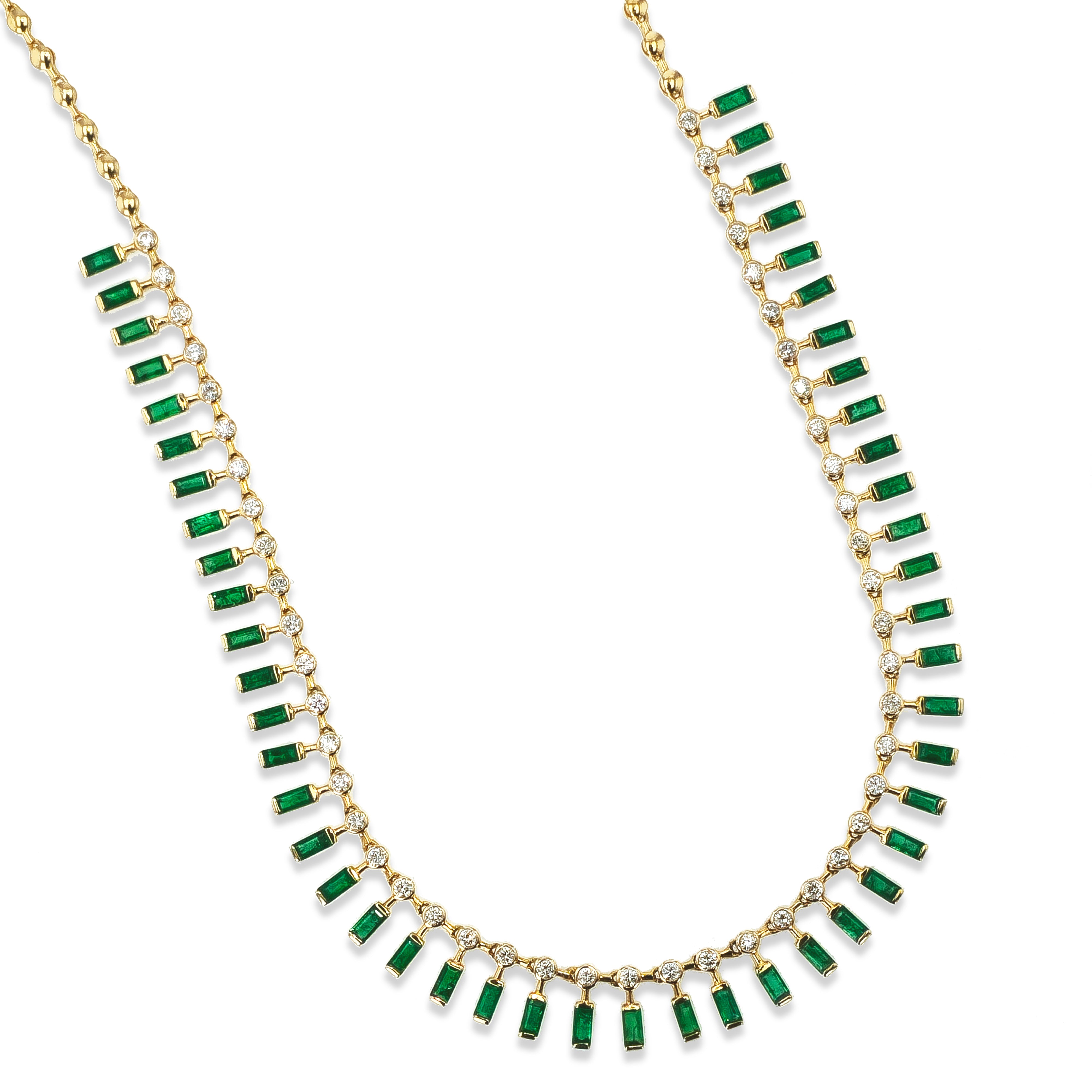 Emerald and Diamond 18k Yellow Gold Necklace Necklaces Curated by H