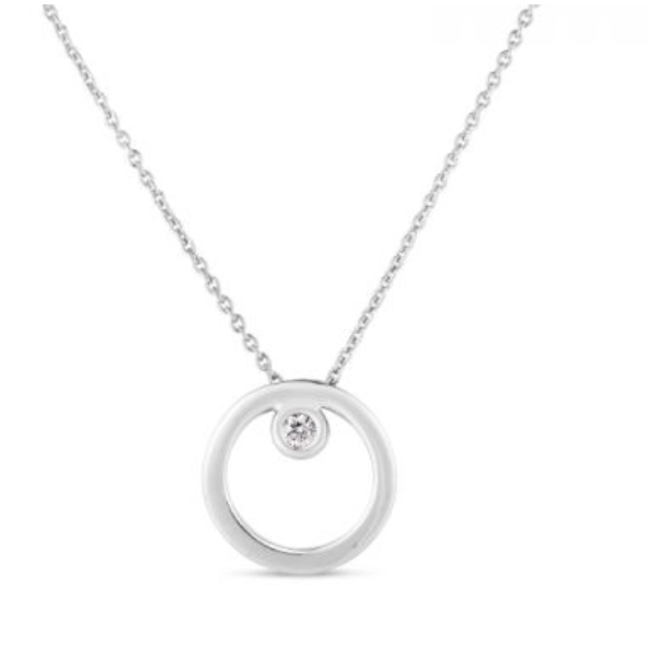 18kt White Gold Tiny Treasure Diamond Circle Necklace Necklaces Roberto Coin