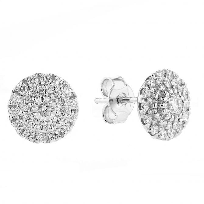 18kt White Gold Diamond Disk Stud Earrings Earrings Roberto Coin