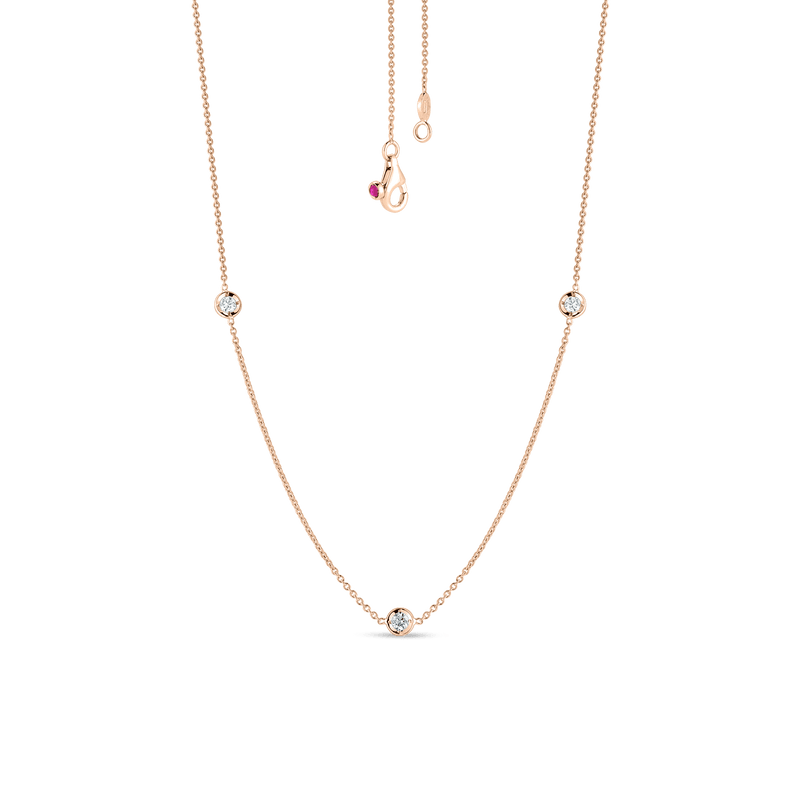 18K Rose Gold Diamonds by the Inch 3 Station Necklace Necklaces Roberto Coin