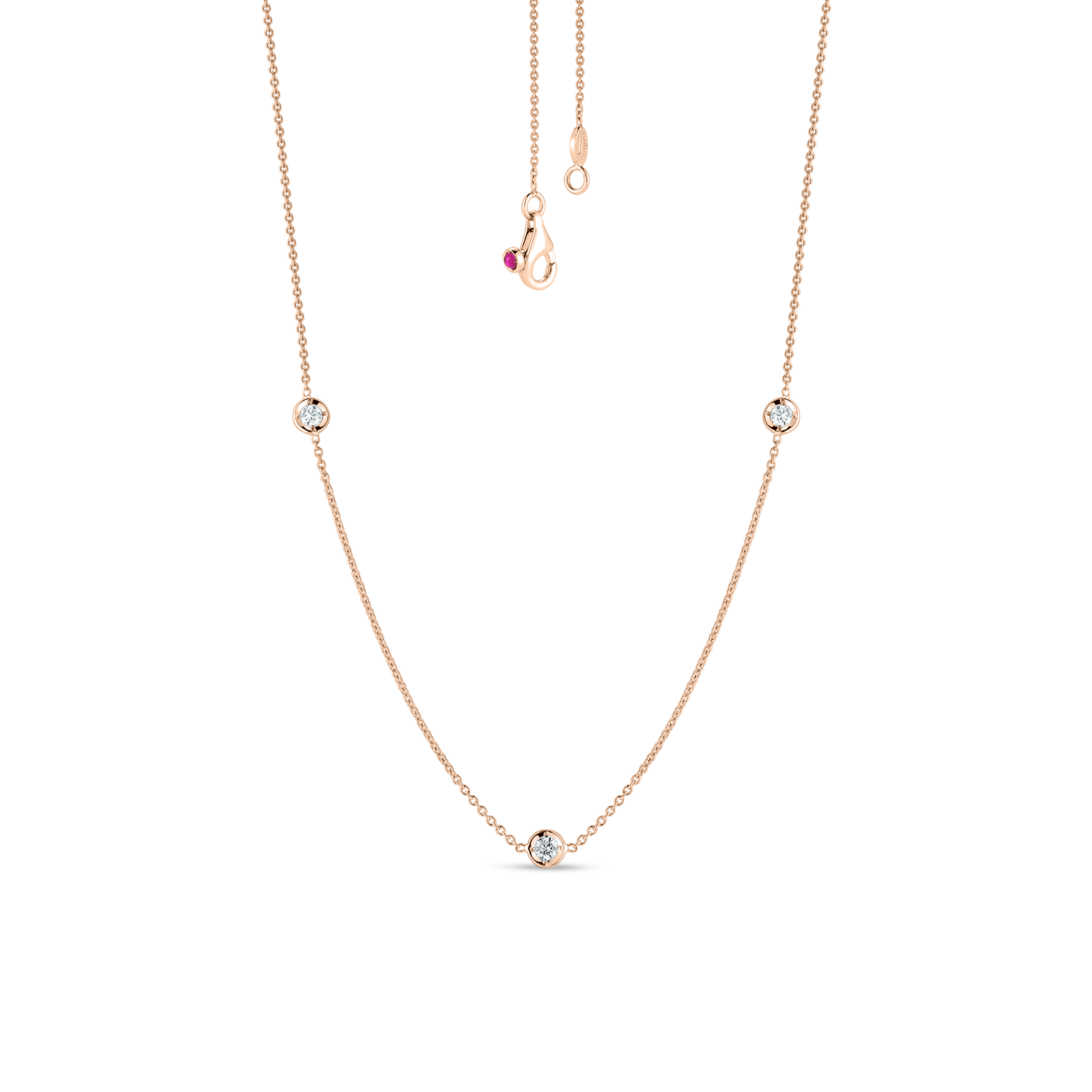 18K Rose Gold Diamonds by the Inch 3 Station Necklace Necklaces Roberto Coin