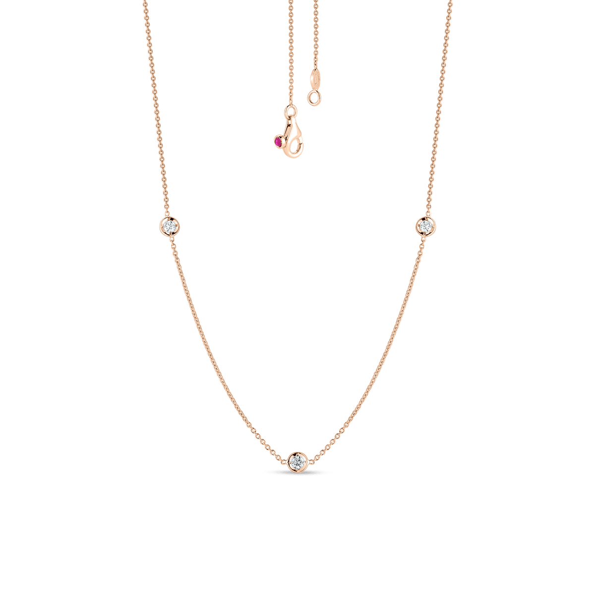 18K Rose Gold Diamonds by the Inch 3 Station Necklace Necklaces Roberto Coin