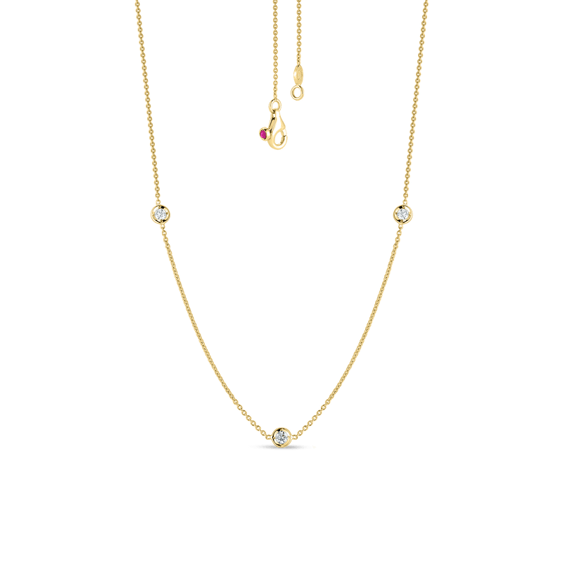 18K Yellow Gold Diamonds by the Inch 3 Station Necklace Necklaces Roberto Coin