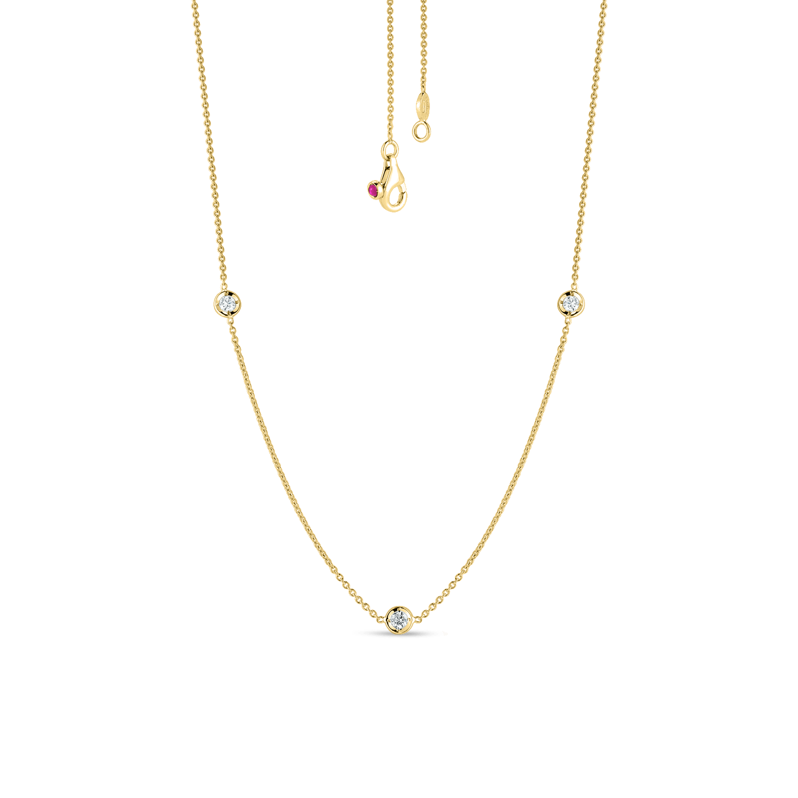 18K Yellow Gold Diamonds by the Inch 3 Station Necklace Necklaces Roberto Coin