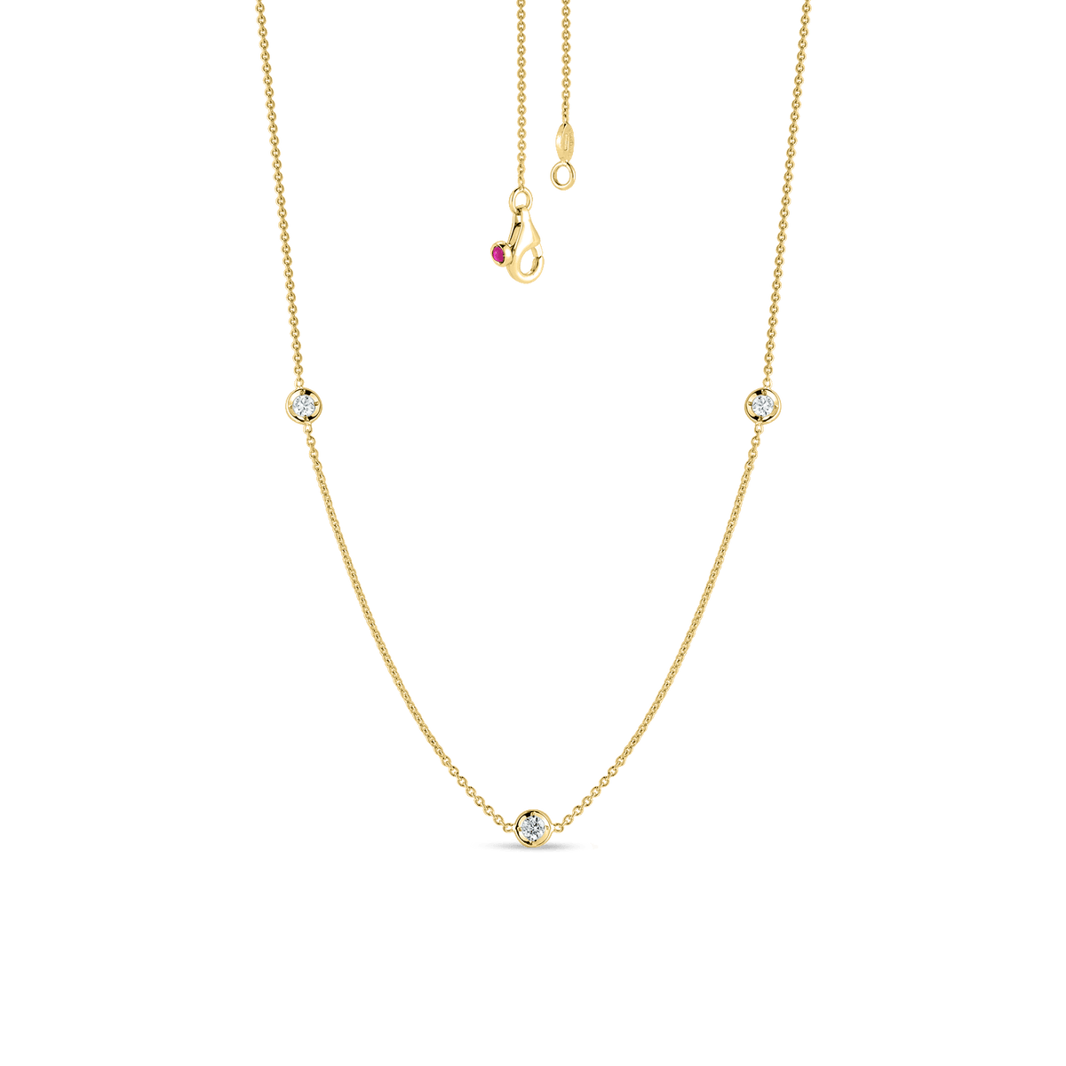 18K Yellow Gold Diamonds by the Inch 3 Station Necklace Necklaces Roberto Coin