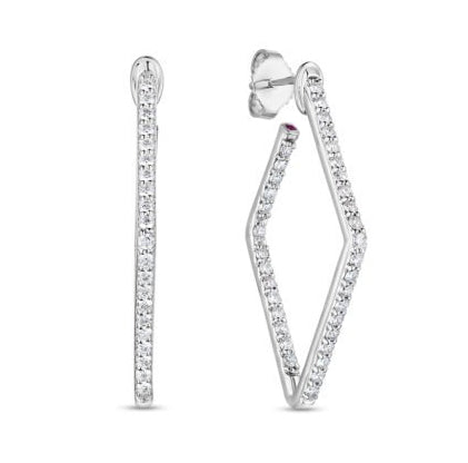 18Kt. White Gold Diamond Small Square Hoops Earrings Earrings Roberto Coin