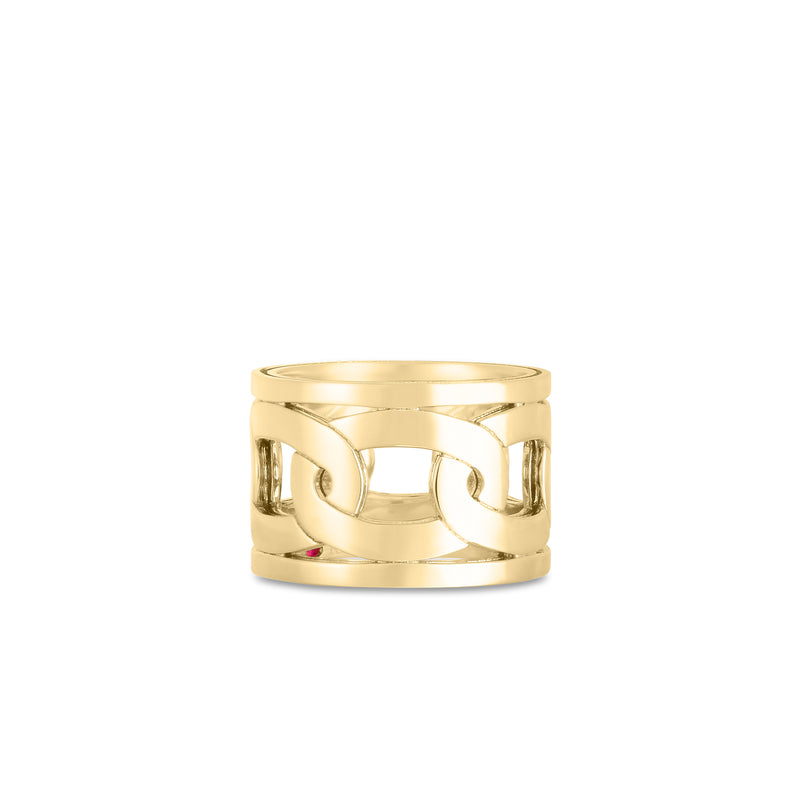 18kt Yellow Gold Navarra Wide Ring Rings Roberto Coin