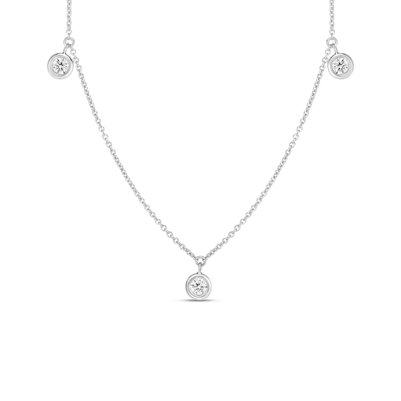 18kt White Gold Diamonds By The Inch 3 Station Necklace Necklaces Roberto Coin