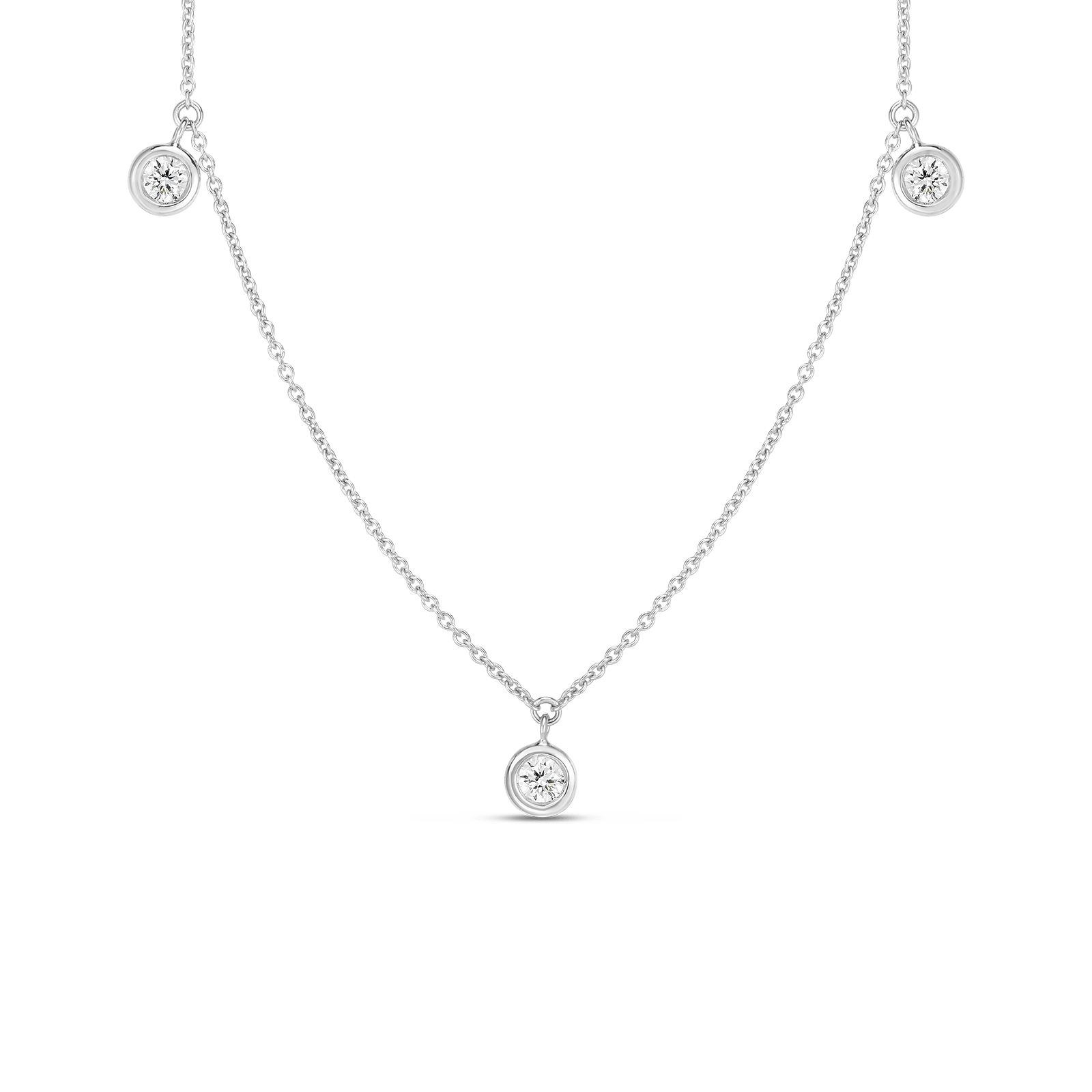18kt White Gold Diamonds By The Inch 3 Station Necklace Necklaces Roberto Coin