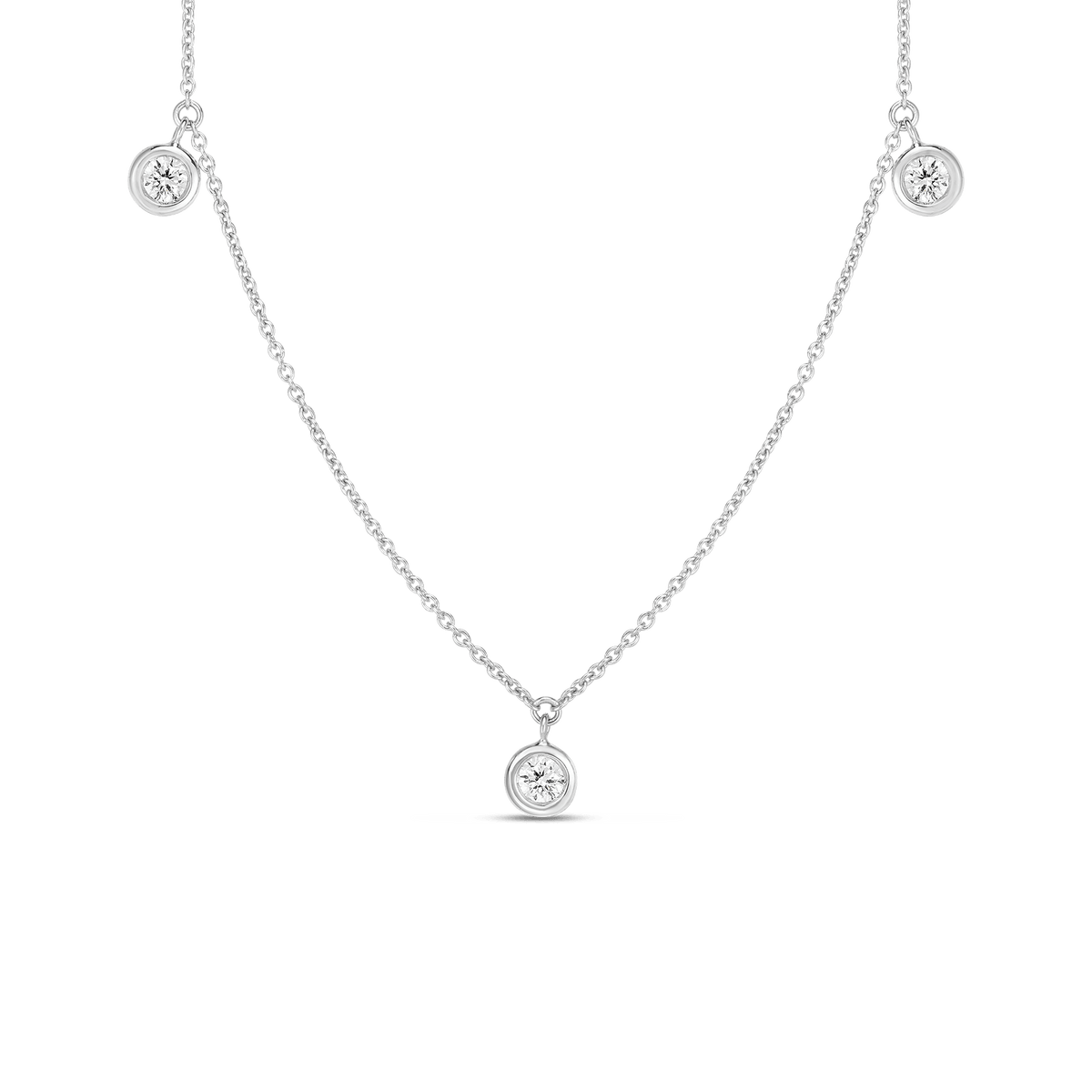 18kt White Gold Diamonds By The Inch 3 Station Necklace Necklaces Roberto Coin