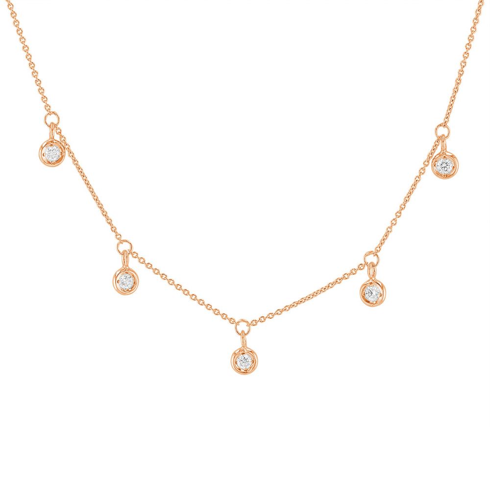 18kt Rose Gold Diamonds By The Inch 5 Dangling Station Necklace Necklaces Roberto Coin