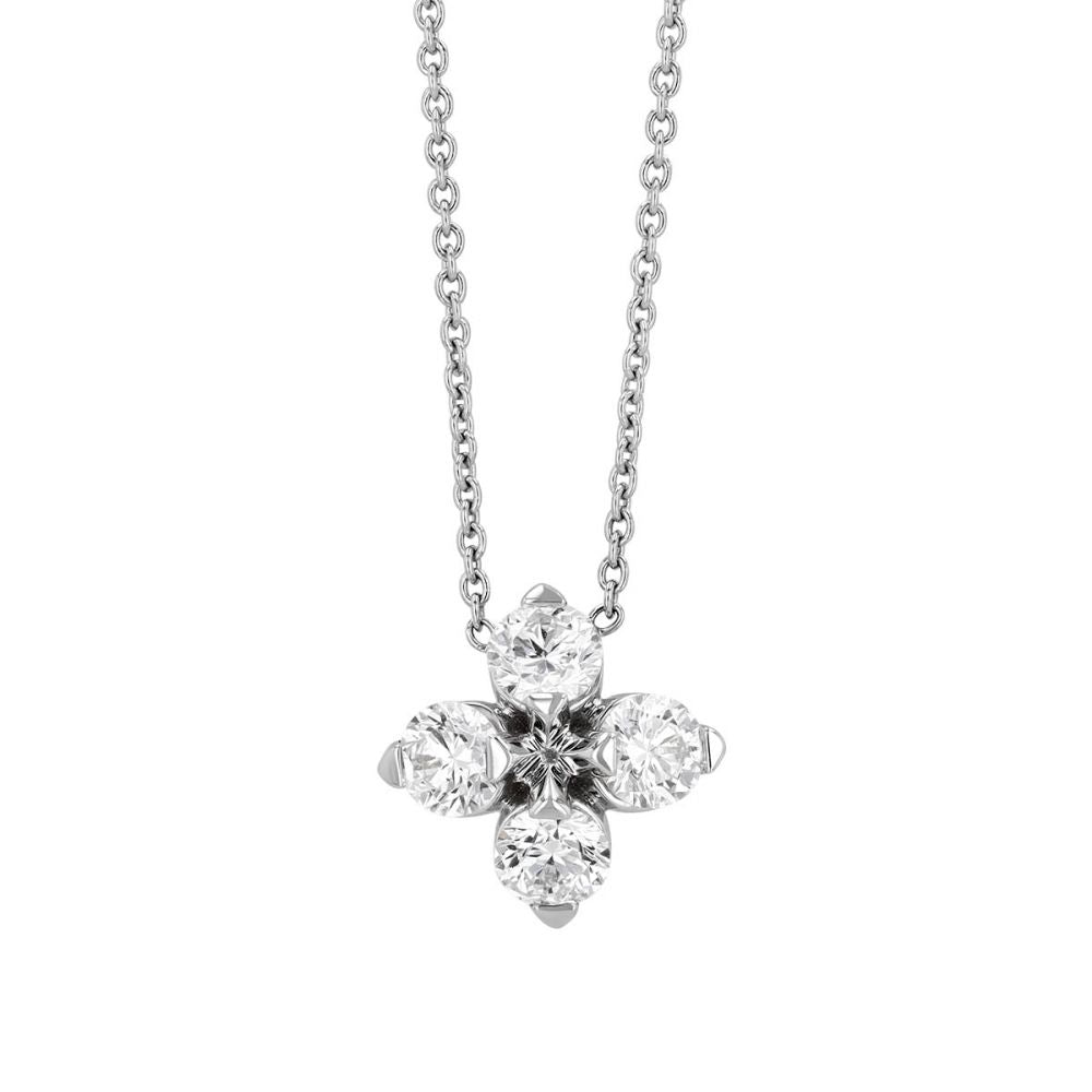 18kt. White Gold Love in Verona Diamond Clover Pendant Necklace Necklaces Roberto Coin