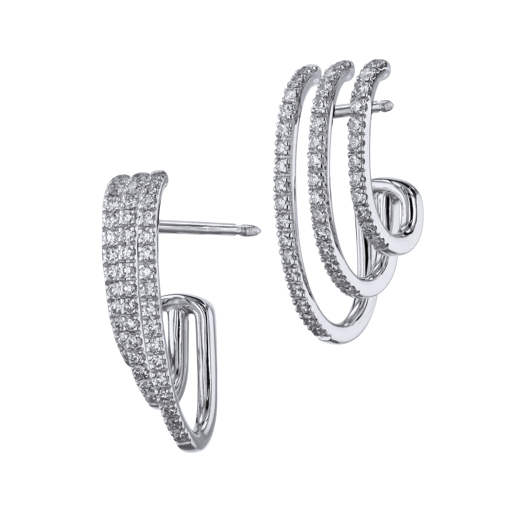 Pave Diamond White Gold Earrings Earrings Curated by H