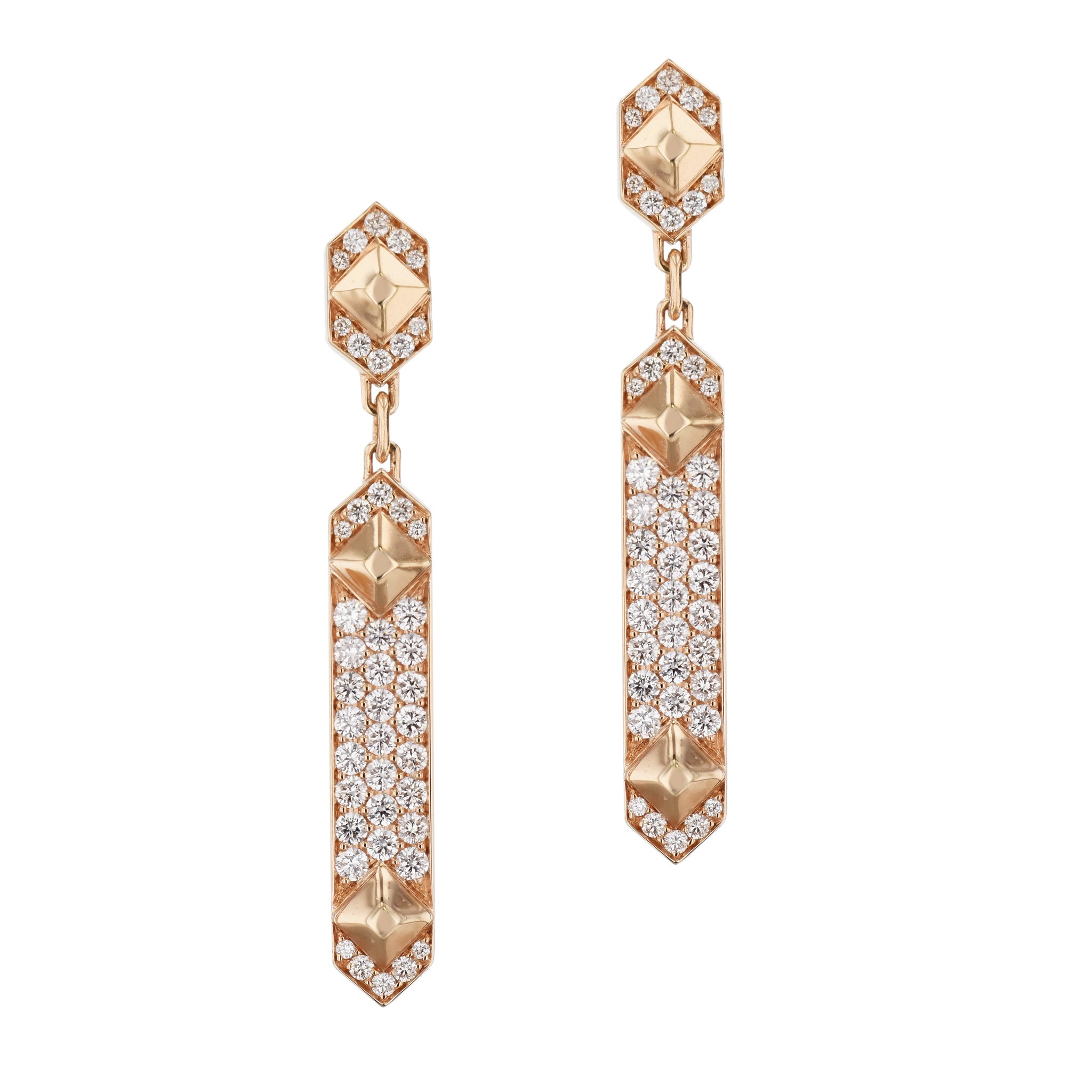 Diamond Rose Gold Drop Earrings Earrings Curated by H