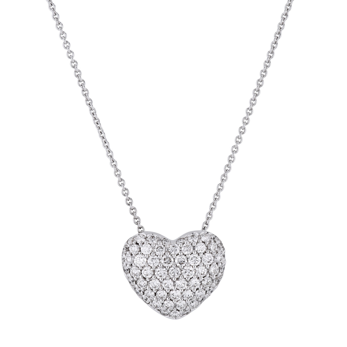 Pave Diamond White Gold Heart Necklace Necklaces Curated by H