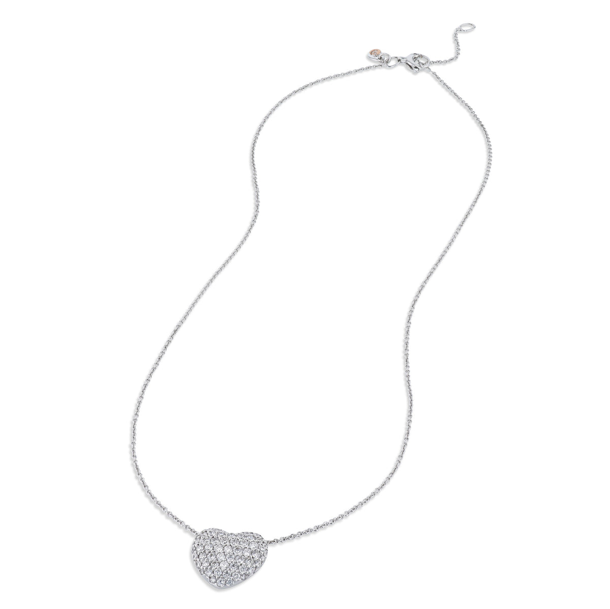 Pave Diamond White Gold Heart Necklace - Alternate View 1
