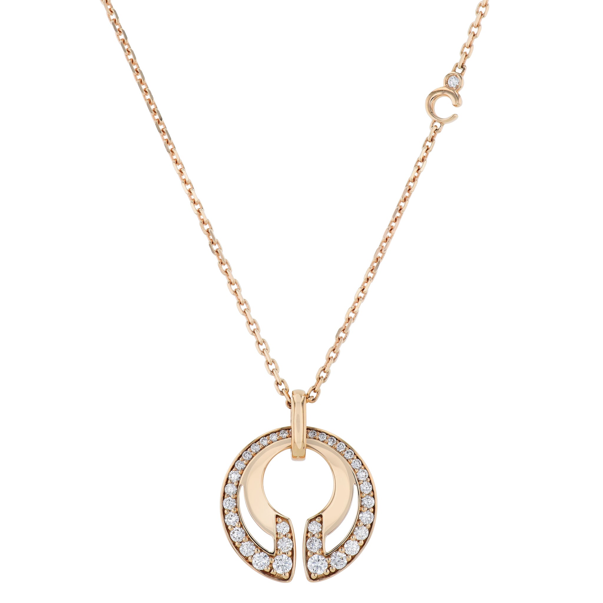 Rose Gold Diamond Pave Pendant Necklace Necklaces Curated by H