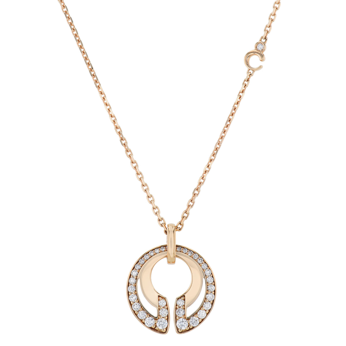 Rose Gold Diamond Pave Pendant Necklace Necklaces Curated by H