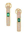 Emerald and Diamond Yellow Gold Hoop Earrings Earrings Curated by H