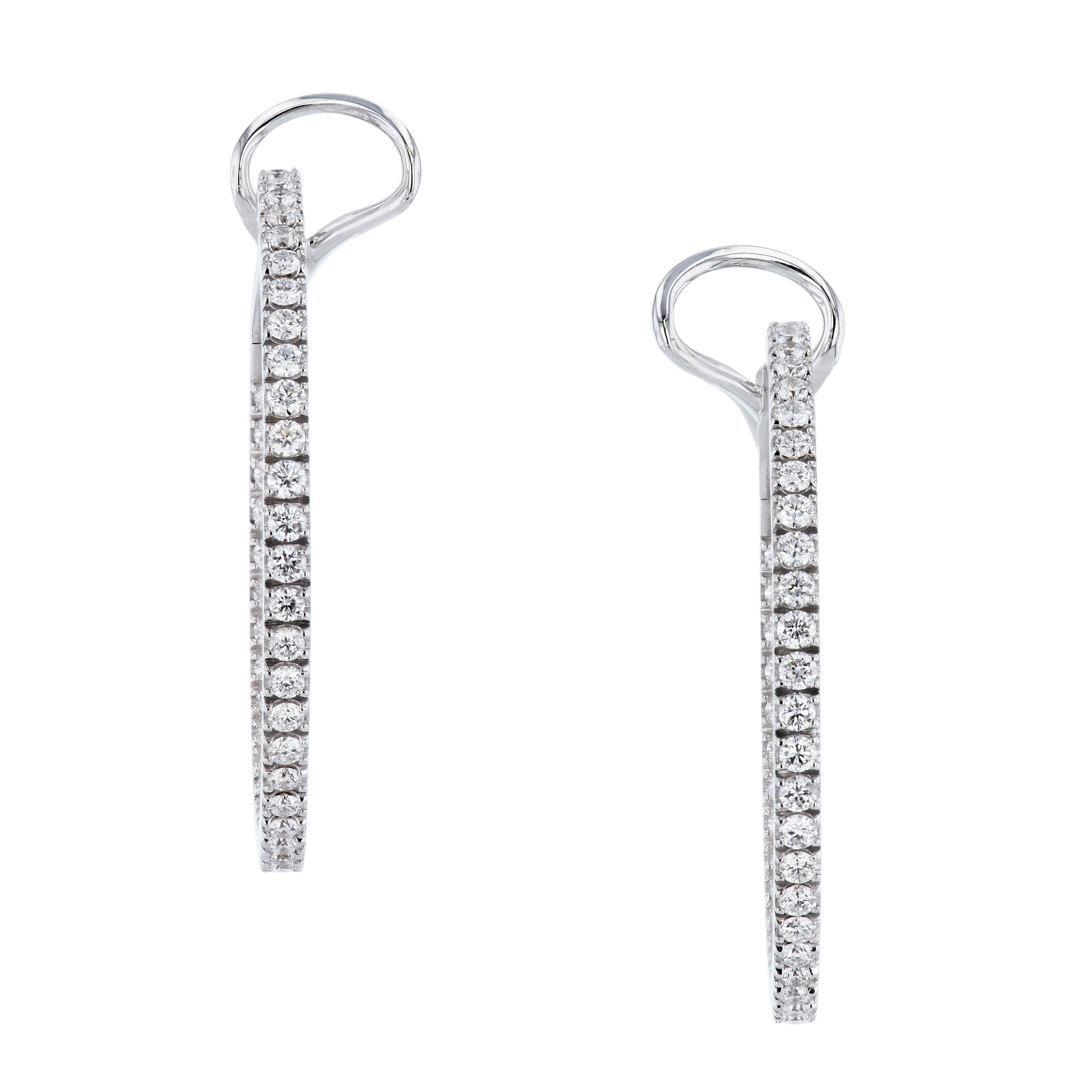 Diamond Pave White Gold Hoop Earrings Earrings Curated by H