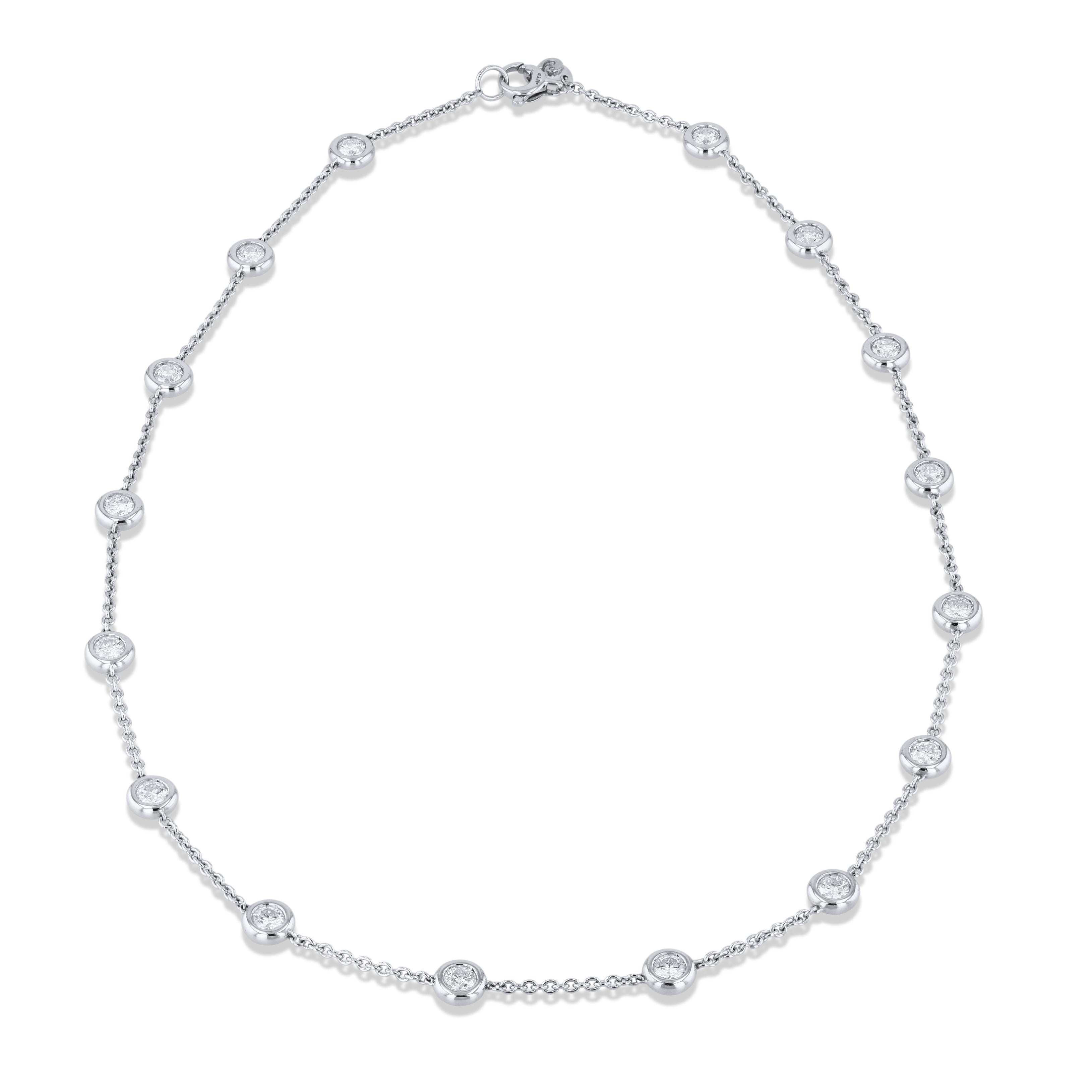 Bezel Set Diamond White Gold Necklace Necklaces Curated by H
