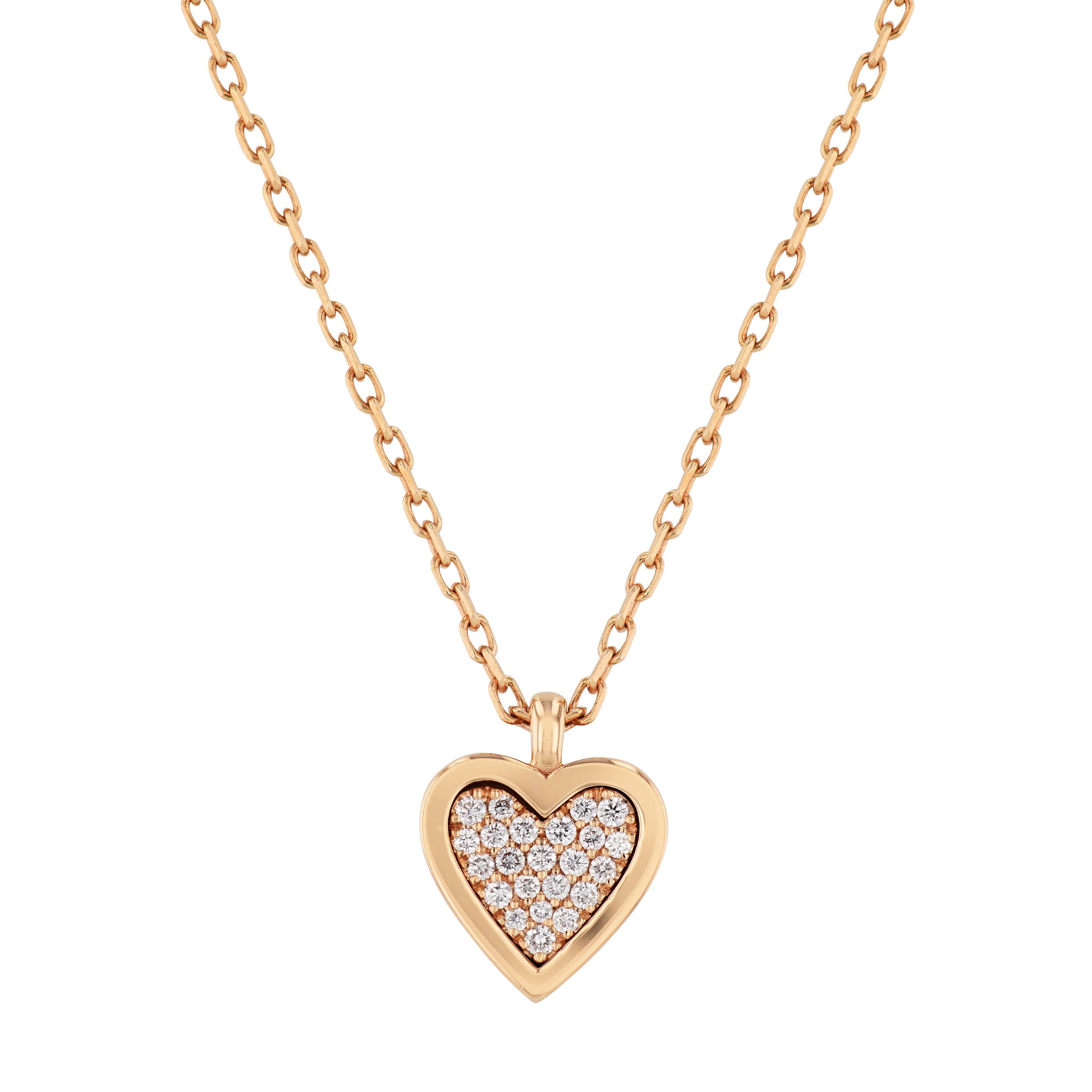 Rose gold Diamond Pave Heart Necklace Necklaces Curated by H