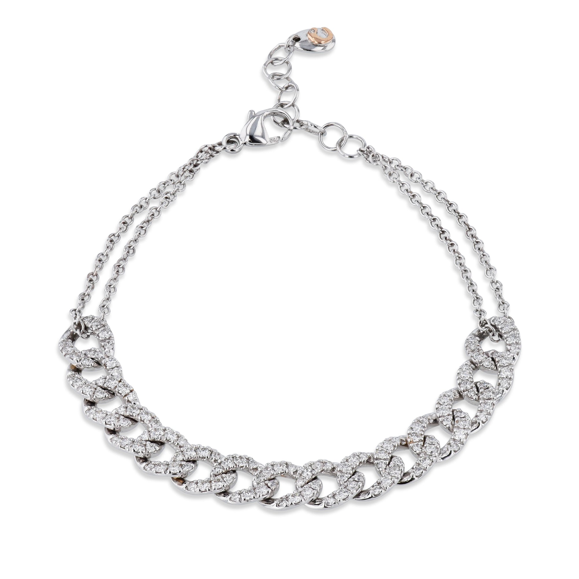 White Gold Pave Diamond Link Bracelet Bracelets Curated by H