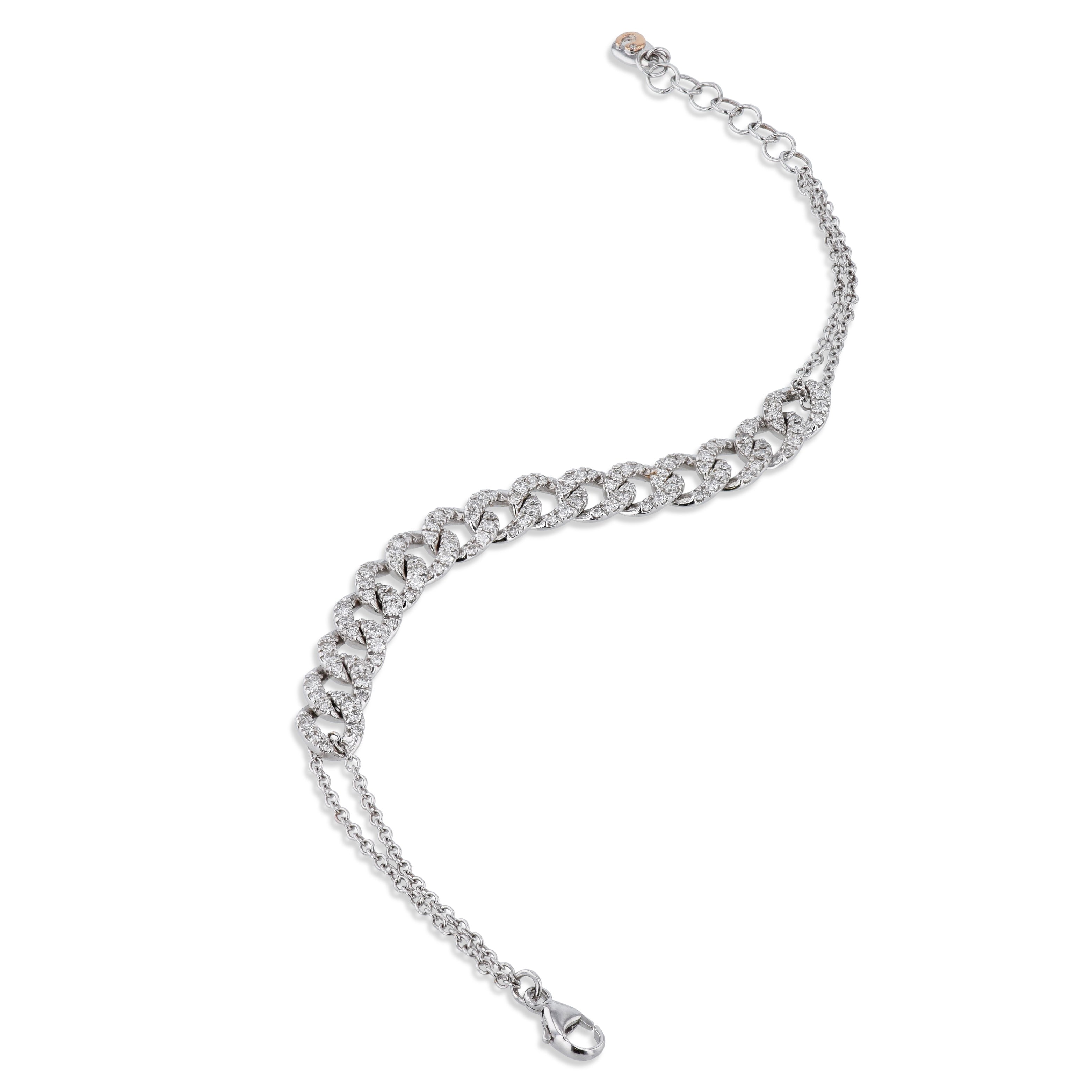 White Gold Pave Diamond Link Bracelet Bracelets Curated by H
