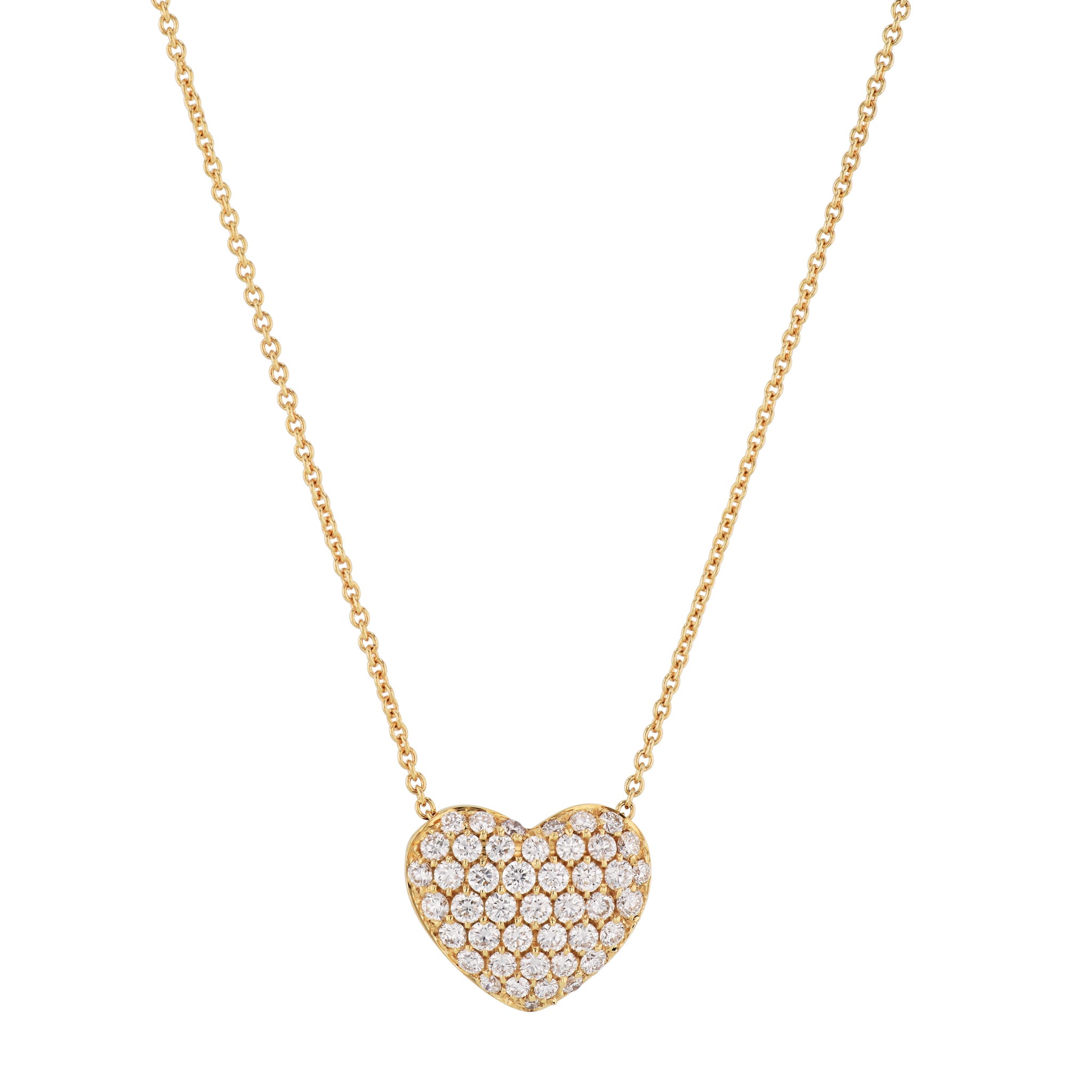 Yellow Gold Diamond Pave Heart Necklace Necklaces Curated by H