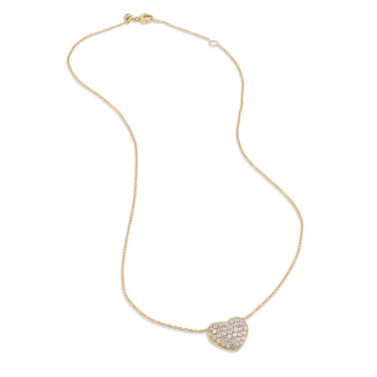 Yellow Gold Diamond Pave Heart Necklace - Alternate View 1