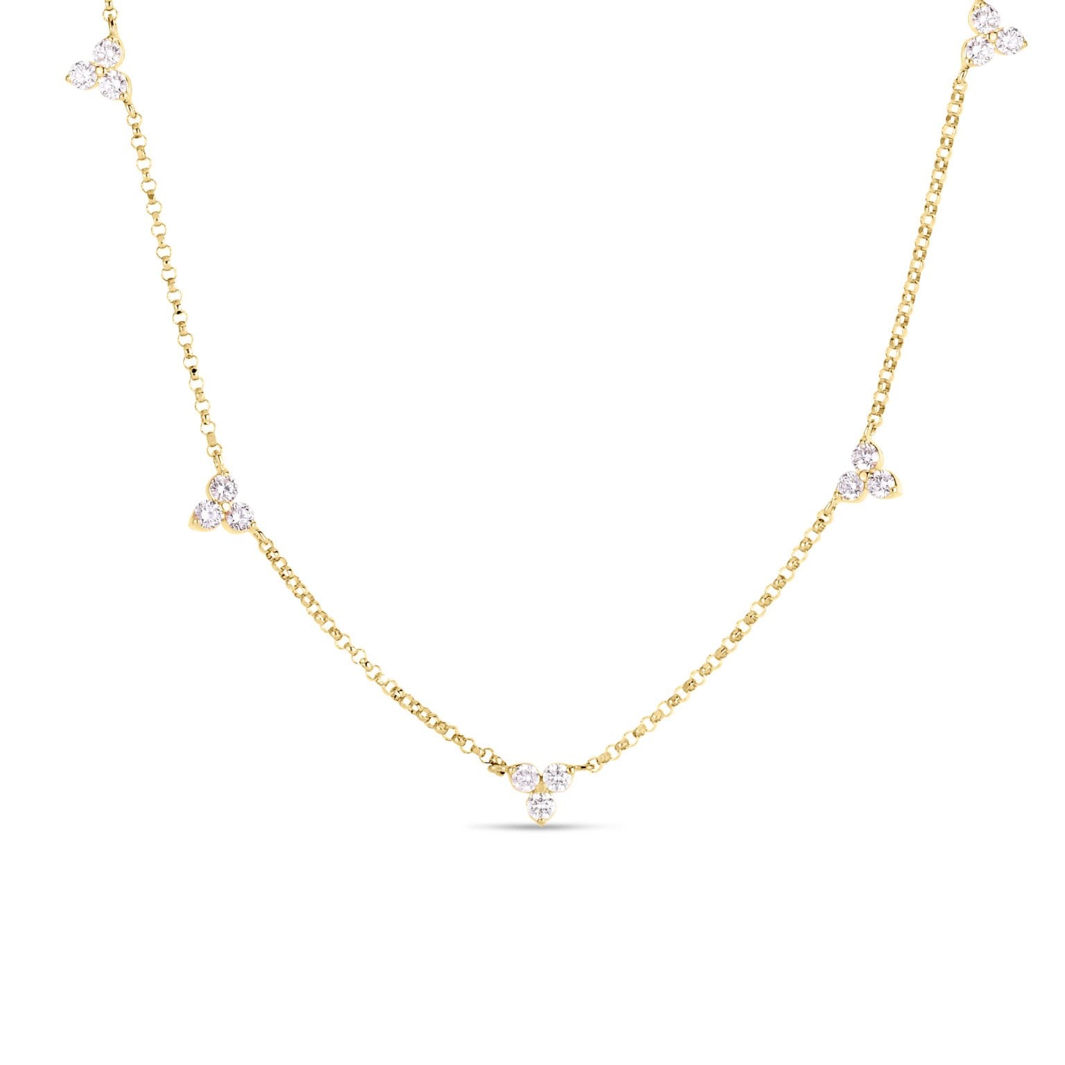 18K Yellow Gold Love Flower 5 Station by the Inch Necklace Necklaces Roberto Coin