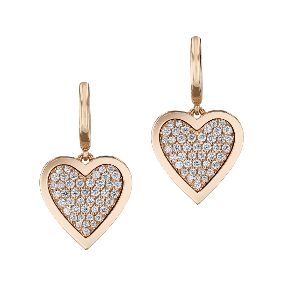 Pave Diamond Heart Rose Gold Hoop Earrings Earrings Curated by H