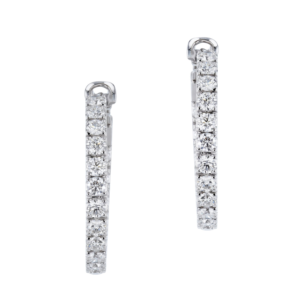 Diamond White Gold Hoop Earrings - Alternate View 1