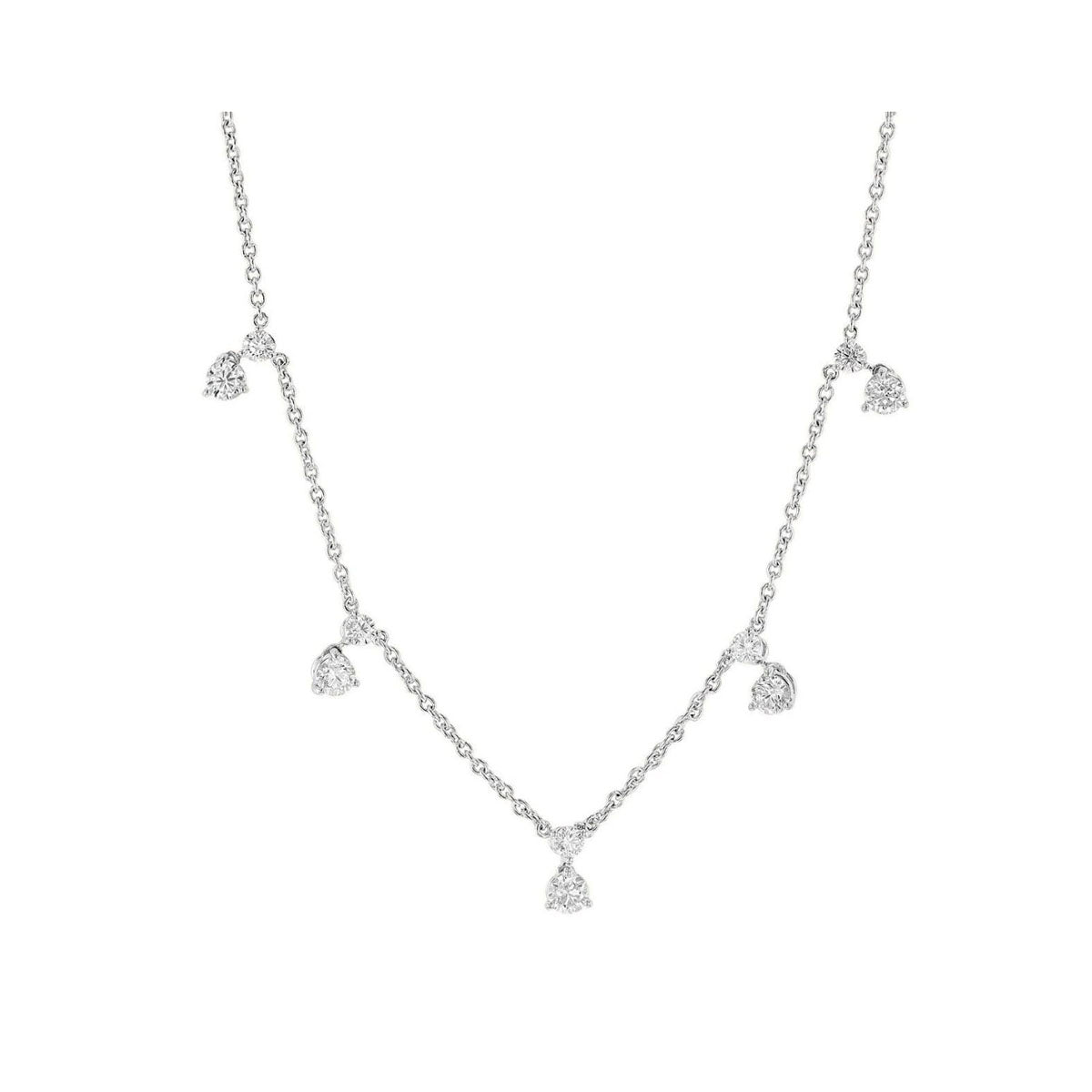 18kt White Gold Diamonds By The Inch 5 Station Necklace Necklaces Roberto Coin