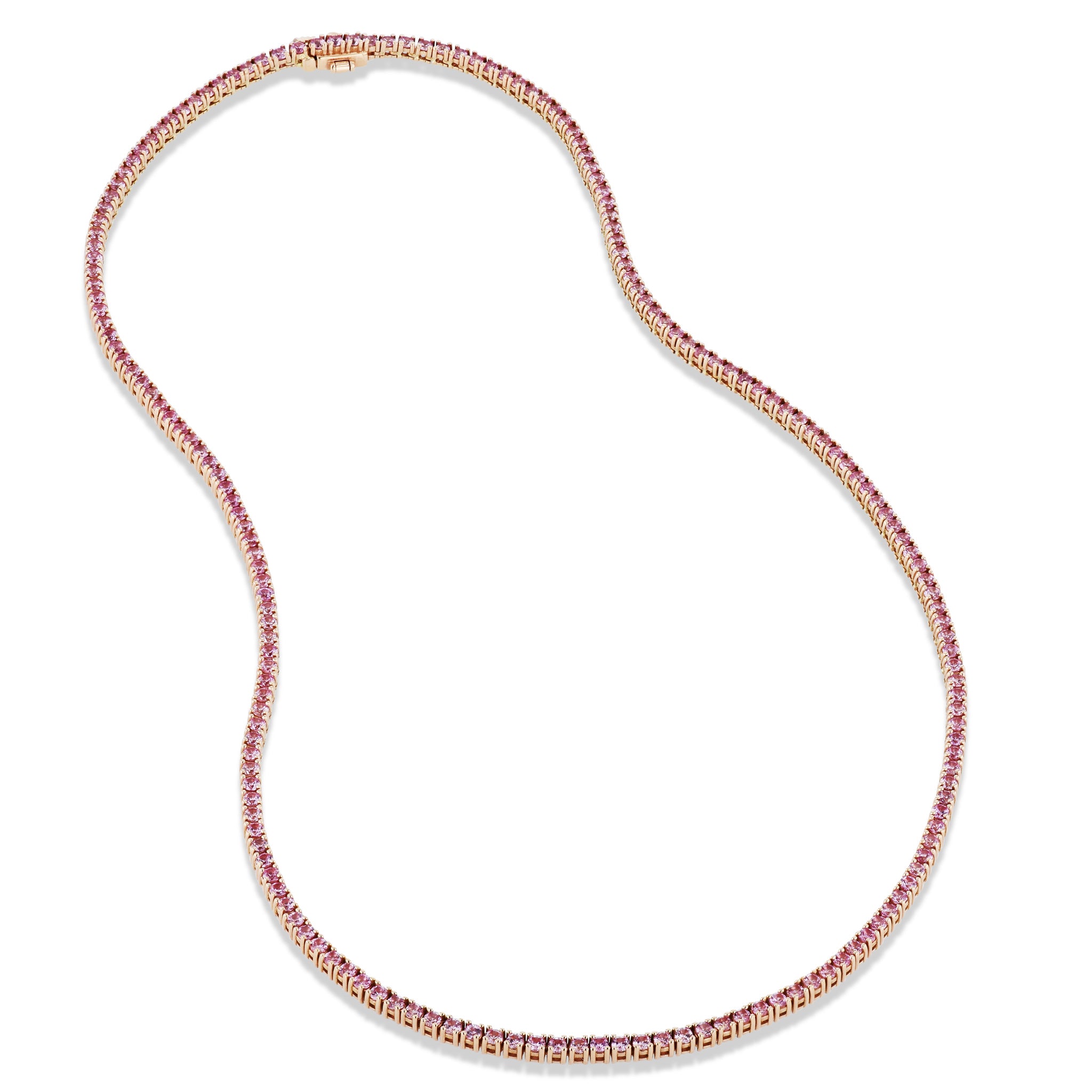 Pink Gold Diamond Pink Sapphire Tennis Necklace Necklaces H&amp;H Jewels