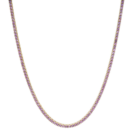 Pink Gold Pink Sapphire Tennis Necklace Necklaces H&H Jewels