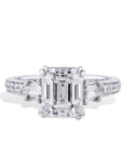 3.02 Carat Emerald Cut Diamond Platinum Engagement Ring Rings H&H Jewels