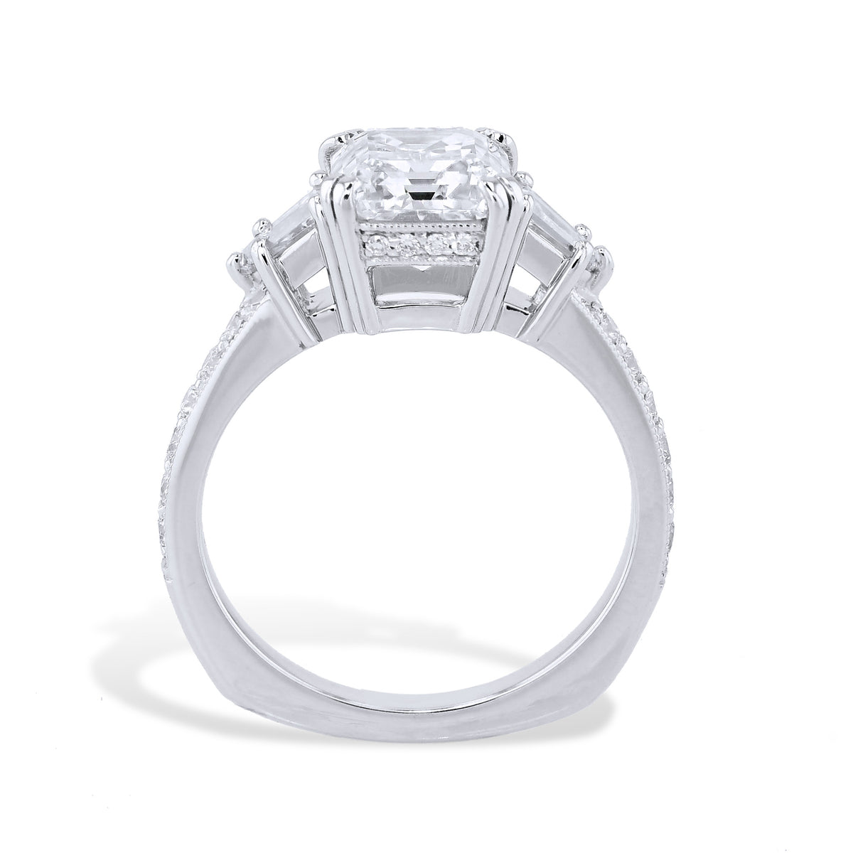 3.02 Carat Emerald Cut Diamond Platinum Engagement Ring - Alternate View 1