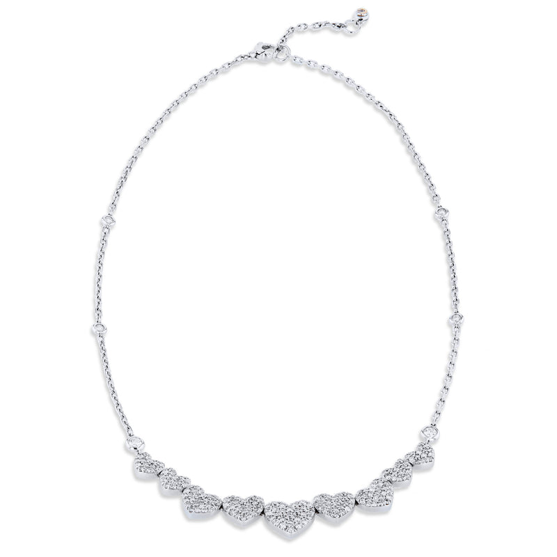 ‘Queen of 9 Hearts’ White Gold Diamond Necklace Necklaces Curated by H