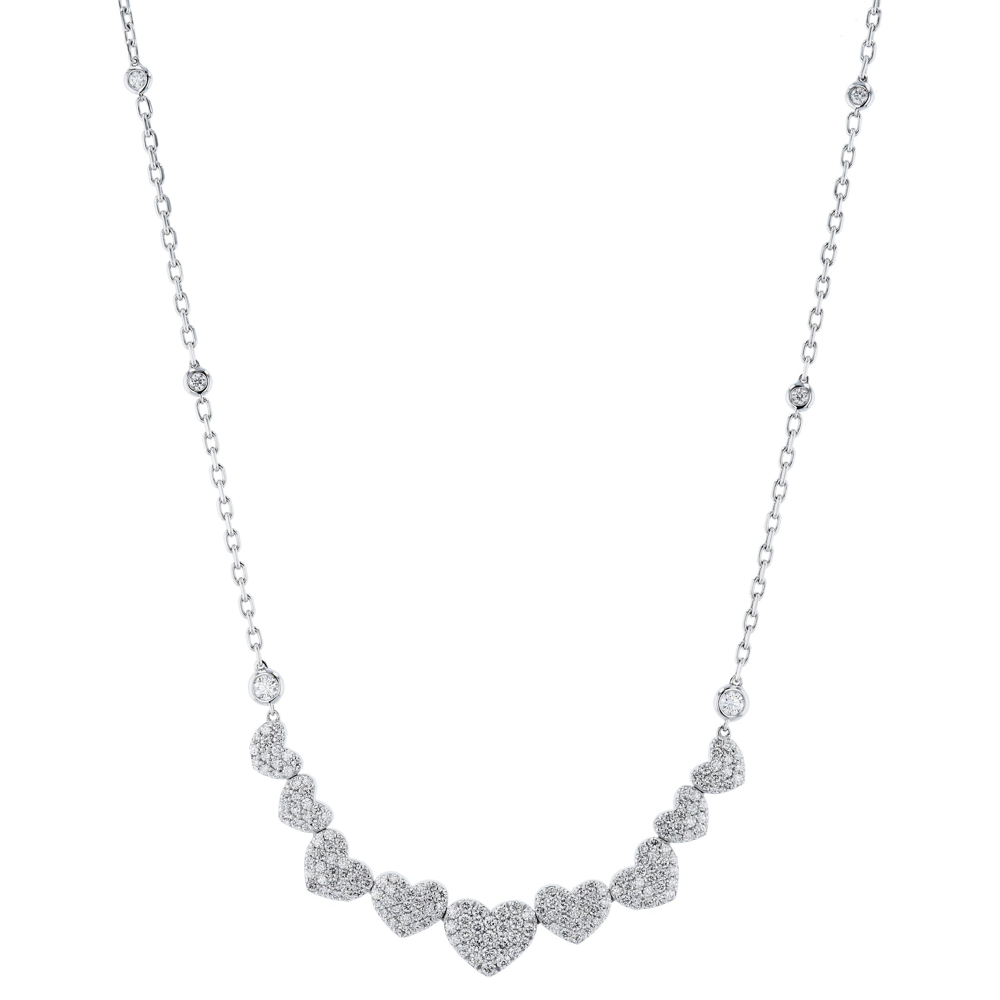‘Queen of 9 Hearts’ White Gold Diamond Necklace Necklaces Curated by H