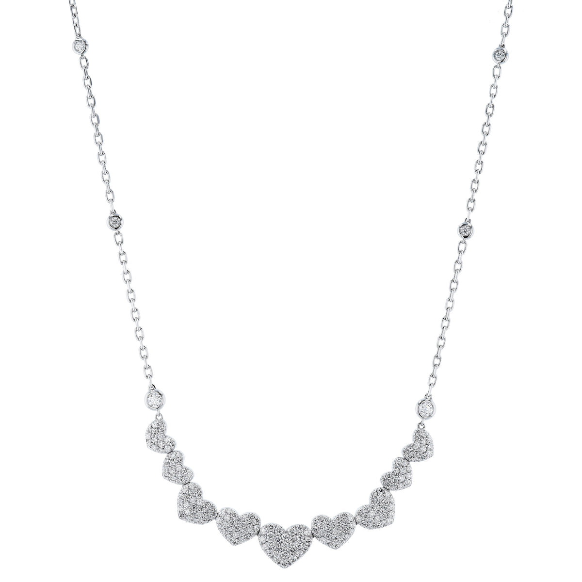 ‘Queen of 9 Hearts’ White Gold Diamond Necklace - Alternate View 1