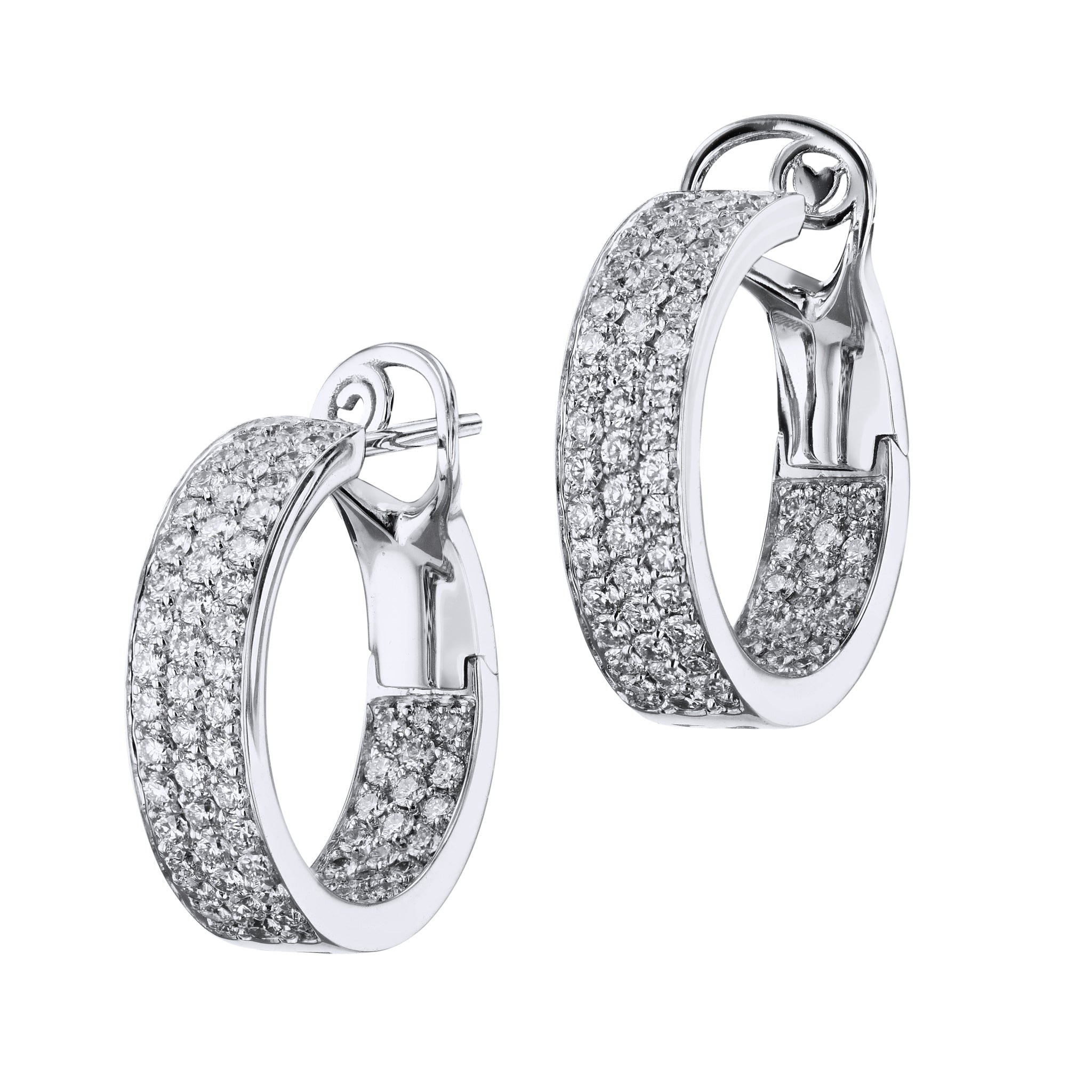 White Gold Diamond Pave Inside-Out Hoop Earrings Earrings Curated by H