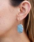 Aquamarine Cabochon Rose Gold Diamond Pave Drop Earrings Earrings H&H Jewels