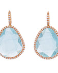 Blue Topaz Rose Gold Diamond Pave Drop Earrings Earrings H&H Jewels