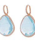Blue Topaz Rose Gold Diamond Pave Drop Earrings Earrings H&H Jewels