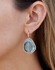 Blue Topaz Rose Gold Diamond Pave Drop Earrings Earrings H&H Jewels