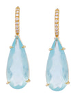 Milky Aquamarine Yellow Gold Diamond Pave Drop Earrings Earrings H&H Jewels